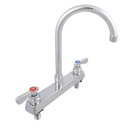 Bk Resources Optiflow Solid Body Faucet, 8" Gooseneck Spout, 8" O.C. Deck Mount BKF-8DM-8G-G